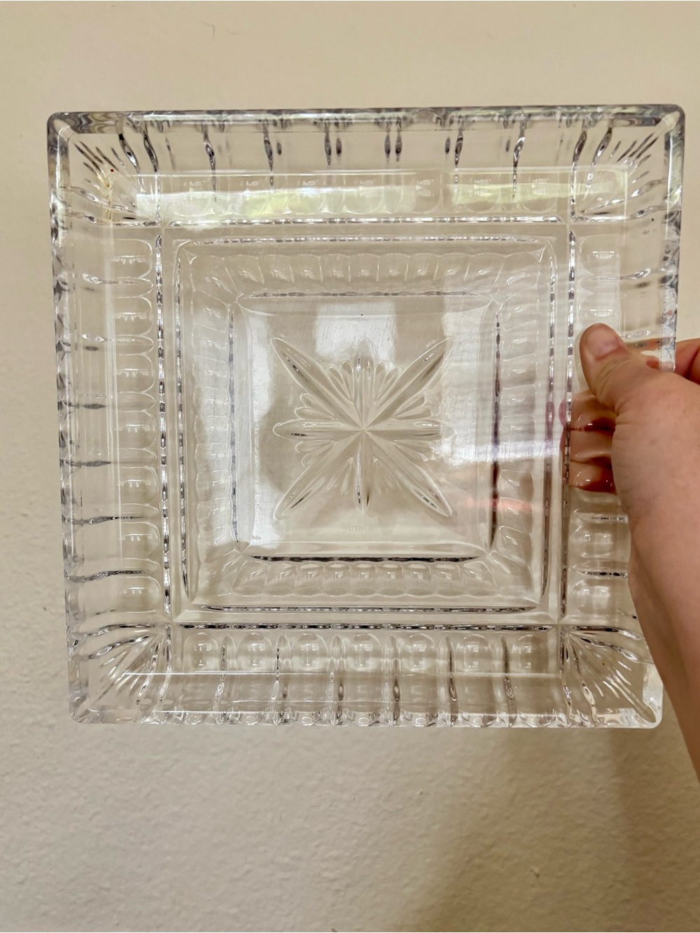 Waterford Crystal Clear Cut-Glass Square Serving Platter 10”